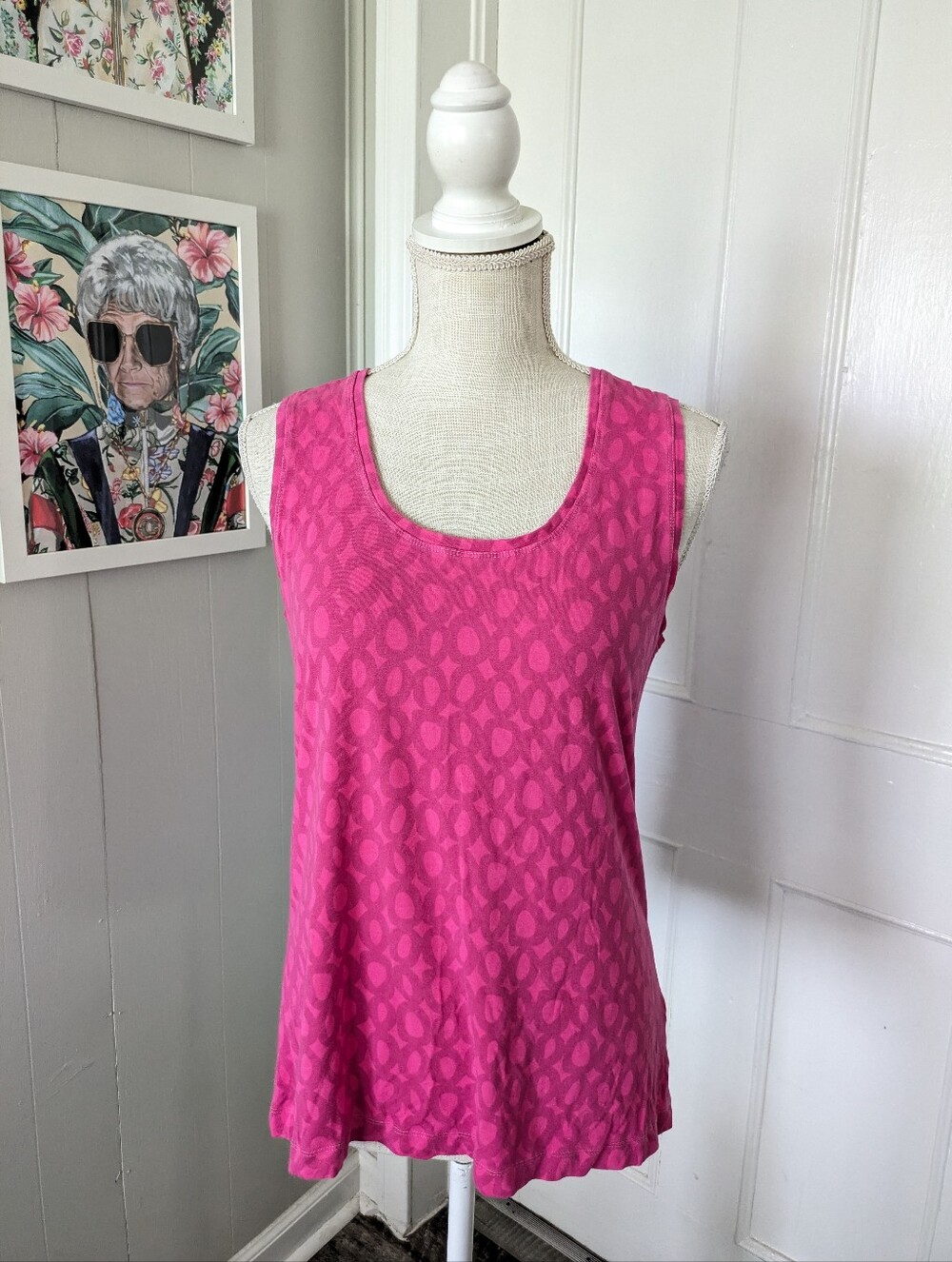 Fresh Produce‎ Pink Patterned Scoop Neck Sleeveless Top M*